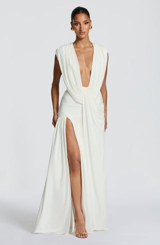R.F Romilly Gown Ivory Maxi Dress Cowl Neck