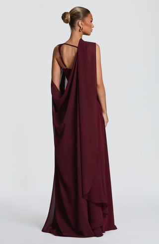 T.X Romy Cape Chiffon High-Low Hem Cherry Lacquer One Size