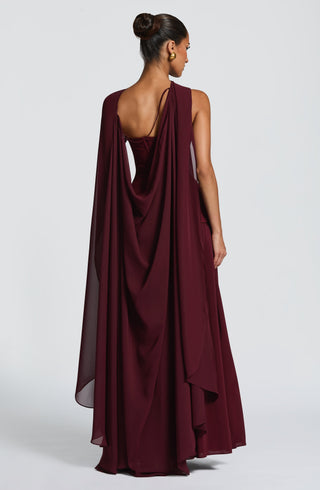 T.X Romy Cape Chiffon High-Low Hem Cherry Lacquer One Size