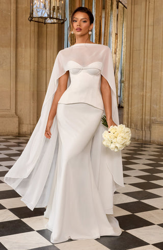 T.X Romy Bridal Cape Lightweight Chiffon Ivory One Size
