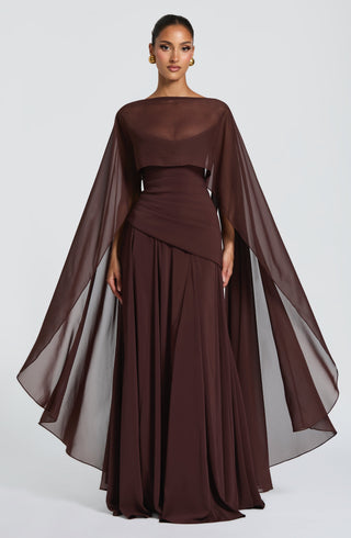 T.X Romy Chiffon Cape Lightweight Plum Brown One Size
