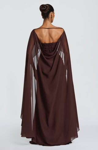 T.X Romy Chiffon Cape Lightweight Plum Brown One Size
