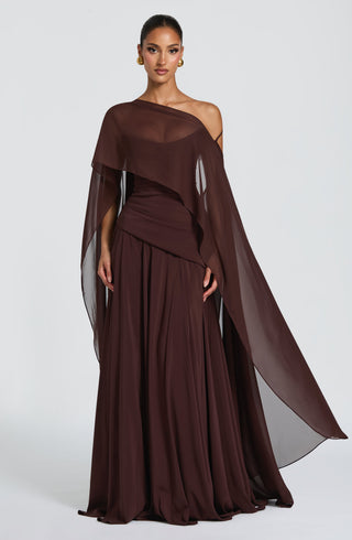 T.X Romy Chiffon Cape Lightweight Plum Brown One Size