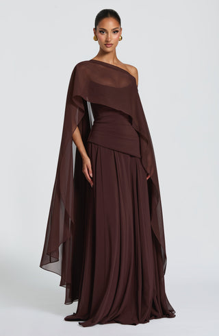 T.X Romy Chiffon Cape Lightweight Plum Brown One Size