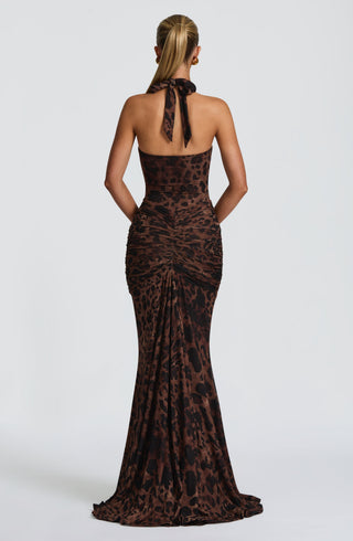 T.X Rosetta Maxi Dress Printed Stretch Mesh Leopard Print