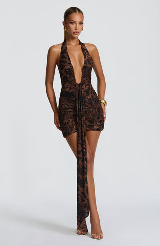 T.X Rosetta Mini Dress Printed Stretch Mesh Leopard Print