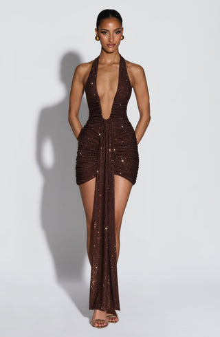 L.F Rosetta Mini Dress Embellished Mesh Hotfix Rhinestones