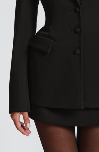 S.M Rowena Blazer Jacket Non-Stretch Suiting Adjustable Waist Black