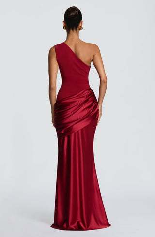 M.T Sadona Maxi Dress Stretch Crepe And Satin Deep Red