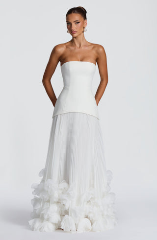 S.M Seraphina Gown Strapless Pleated Bridal Dress Ivory