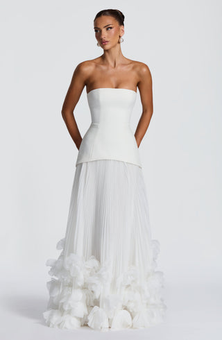 S.M Seraphina Gown Strapless Pleated Bridal Dress Ivory