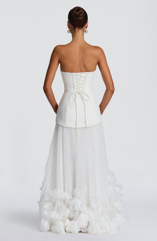 S.M Seraphina Gown Strapless Pleated Bridal Dress Ivory