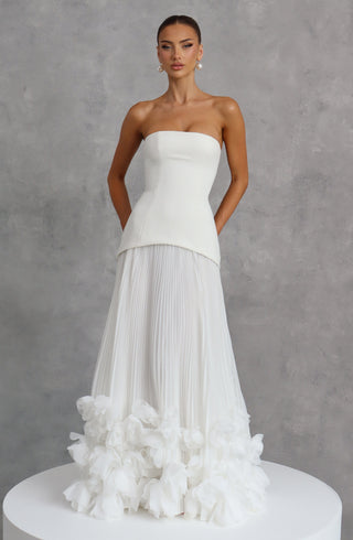 S.M Seraphina Gown Strapless Pleated Bridal Dress Ivory