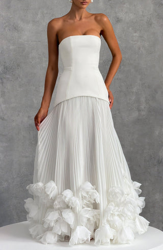 S.M Seraphina Gown Strapless Pleated Bridal Dress Ivory