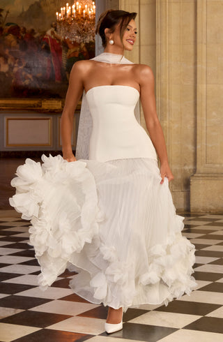 S.M Seraphina Gown Strapless Pleated Bridal Dress Ivory