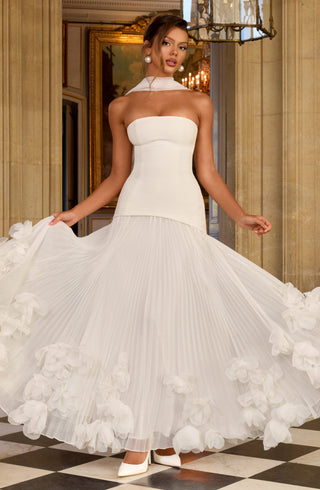 S.M Seraphina Gown Strapless Pleated Bridal Dress Ivory