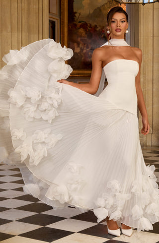 S.M Seraphina Gown Strapless Pleated Bridal Dress Ivory