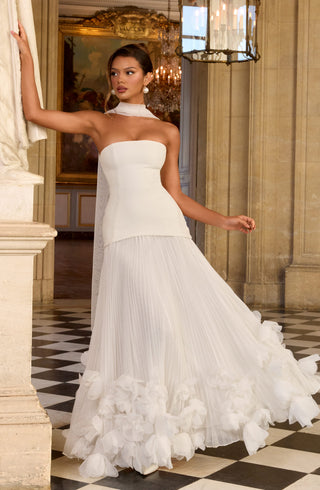 S.M Seraphina Gown Strapless Pleated Bridal Dress Ivory