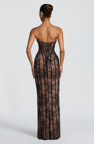 T.X Sian Maxi Dress Floral Lace Strapless Black