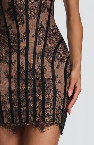 T.X Sian Mini Dress Strapless Lace Corset Black