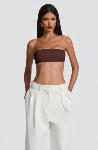 L.F Simi Strapless Micro Bandeau Top Plum Brown