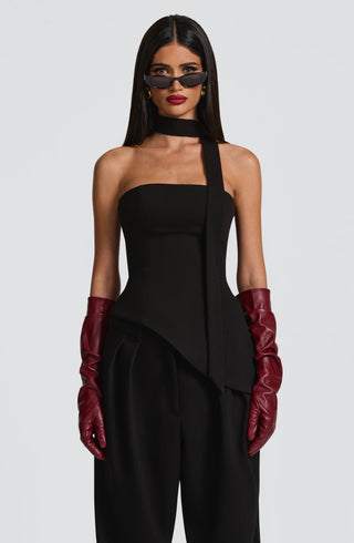S.M Sloan Strapless Longline Top Structured Suiting Black