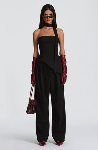 S.M Sloan Strapless Longline Top Structured Suiting Black