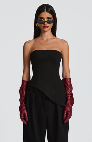S.M Sloan Strapless Longline Top Structured Suiting Black
