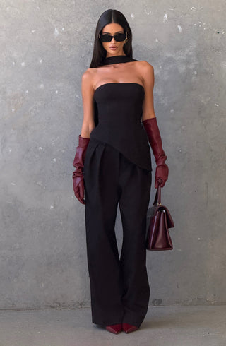 S.M Sloan Strapless Longline Top Structured Suiting Black