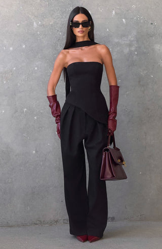 S.M Sloan Strapless Longline Top Structured Suiting Black