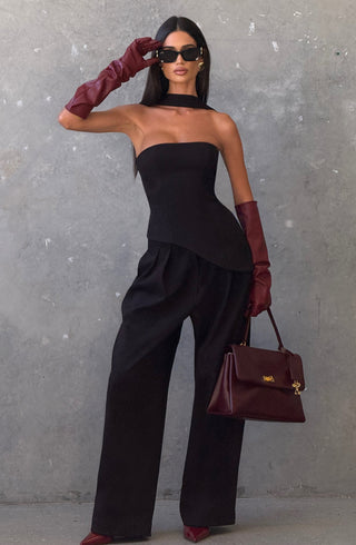 S.M Sloan Strapless Longline Top Structured Suiting Black
