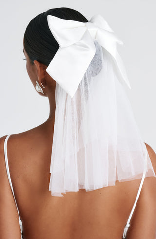 R.F Sposa Hair Bow Structured Satin Tulle Veil Ivory