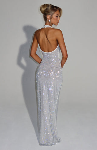 T.X Starla Maxi Dress Embellished Stretch Net Ivory