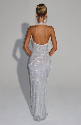 T.X Starla Maxi Dress Embellished Stretch Net Ivory