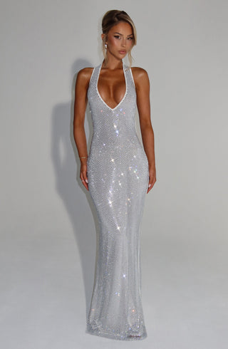 T.X Starla Maxi Dress Embellished Stretch Net Ivory