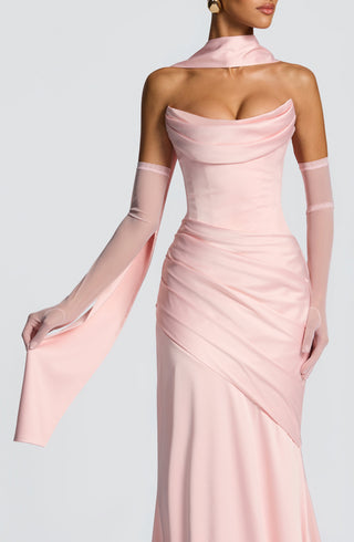M.T Sybil Scarf Stretch Satin Double Layered Blush One Size