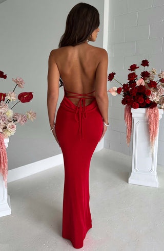 M.T Talisa Maxi Dress Textured Jersey Shine Red
