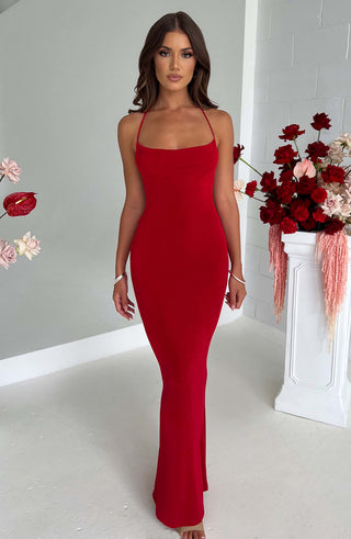 M.T Talisa Maxi Dress Textured Jersey Shine Red