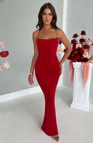 M.T Talisa Maxi Dress Textured Jersey Shine Red
