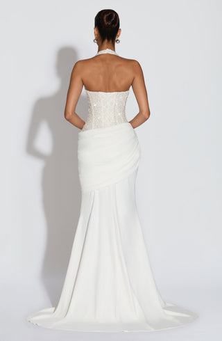 R.F Taylor Gown Evening Dress Crepe Corset Bodice Ivory