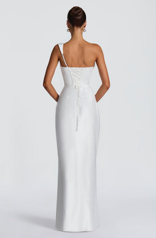 M.T Thalassa Maxi Dress Bias-Cut Satin Ivory XS-XXL