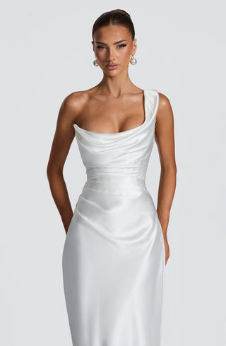 M.T Thalassa Maxi Dress Bias-Cut Satin Ivory XS-XXL