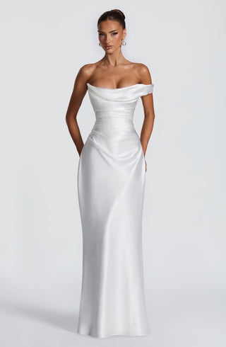 M.T Thalassa Maxi Dress Bias-Cut Satin Ivory XS-XXL