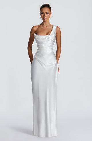 M.T Thalassa Maxi Dress Bias-Cut Satin Ivory XS-XXL