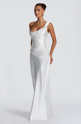 M.T Thalassa Maxi Dress Bias-Cut Satin Ivory XS-XXL
