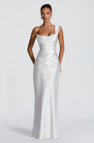M.T Thalassa Maxi Dress Bias-Cut Satin Ivory XS-XXL