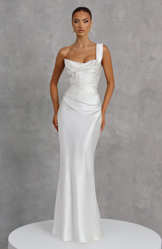 M.T Thalassa Maxi Dress Bias-Cut Satin Ivory XS-XXL