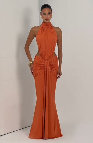 DIA Thekla Maxi Dress Stretch Slinky Jersey Burnt Orange