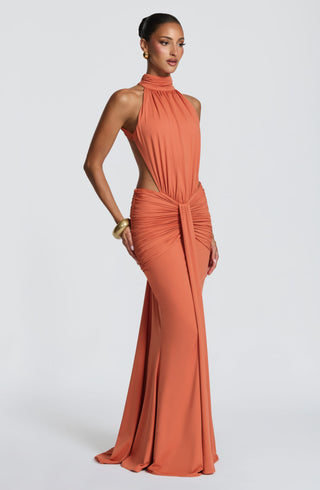 DIA Thekla Maxi Dress Stretch Slinky Jersey Burnt Orange
