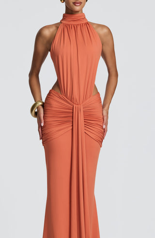 DIA Thekla Maxi Dress Stretch Slinky Jersey Burnt Orange